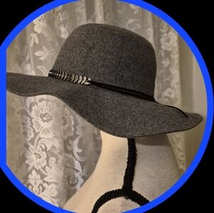 INC International Concepts Charcoal Grey Poly/Wool Blend Floppy Brim Hat